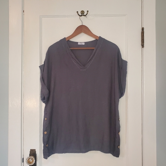 Pure Venice by Eternelle Linen Top – Size L – Dark Grey - Picture 1 of 6